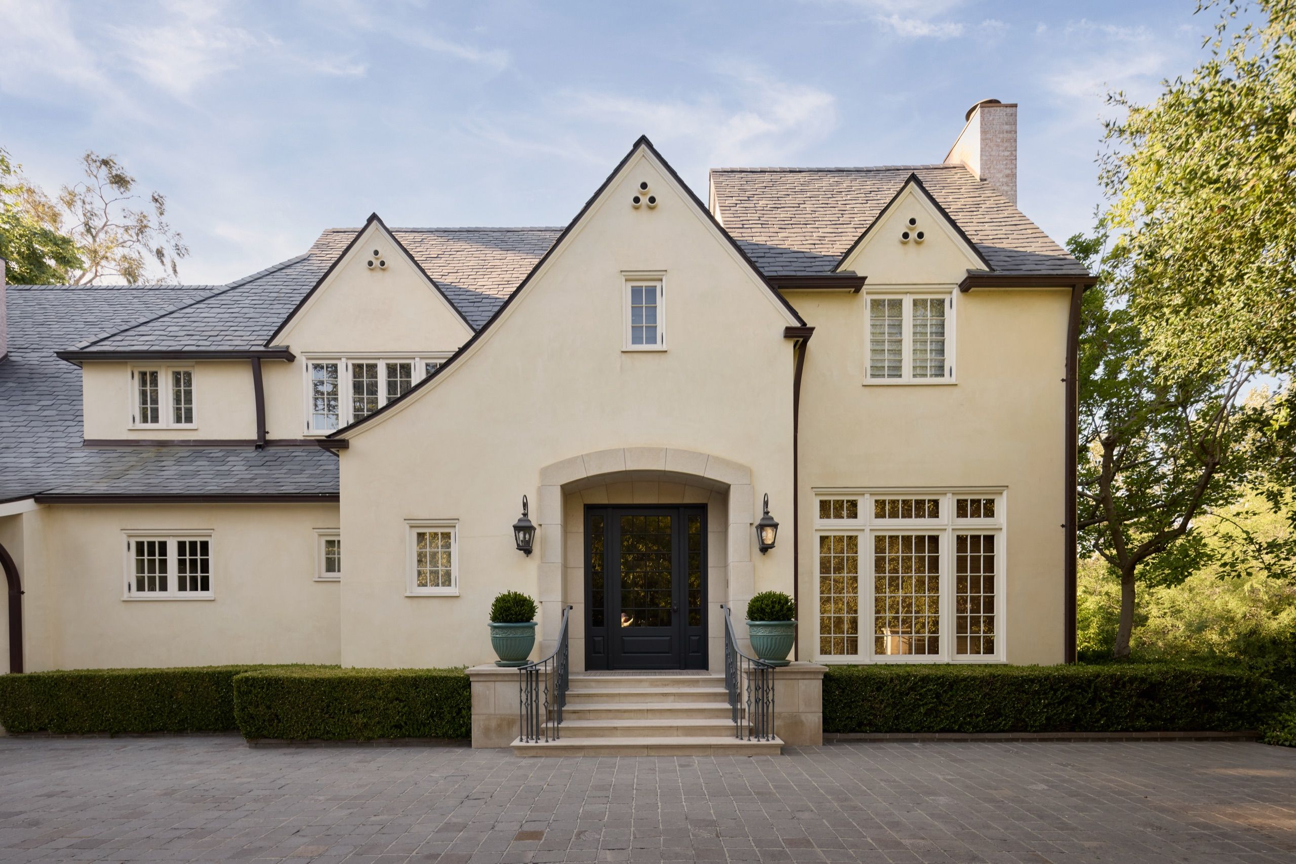 English Country facade of 10301 Strathmore Drive in Little Holmby, Los Angeles